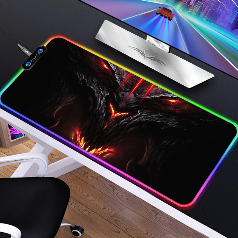 Anime RGB Mousepad PC Gamer Mouse Pad Gaming Laptop Desk Mat Diy Mause Pad Diablo 3 1 - Diablo Merchandise