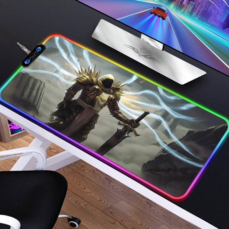 Anime RGB Mousepad PC Gamer Mouse Pad Gaming Laptop Desk Mat Diy Mause Pad Diablo 3 11 - Diablo Merchandise