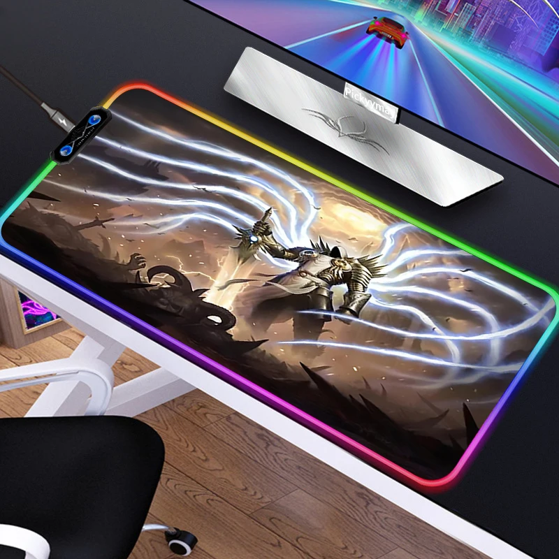 Anime RGB Mousepad PC Gamer Mouse Pad Gaming Laptop Desk Mat Diy Mause Pad Diablo 3 15 - Diablo Merchandise