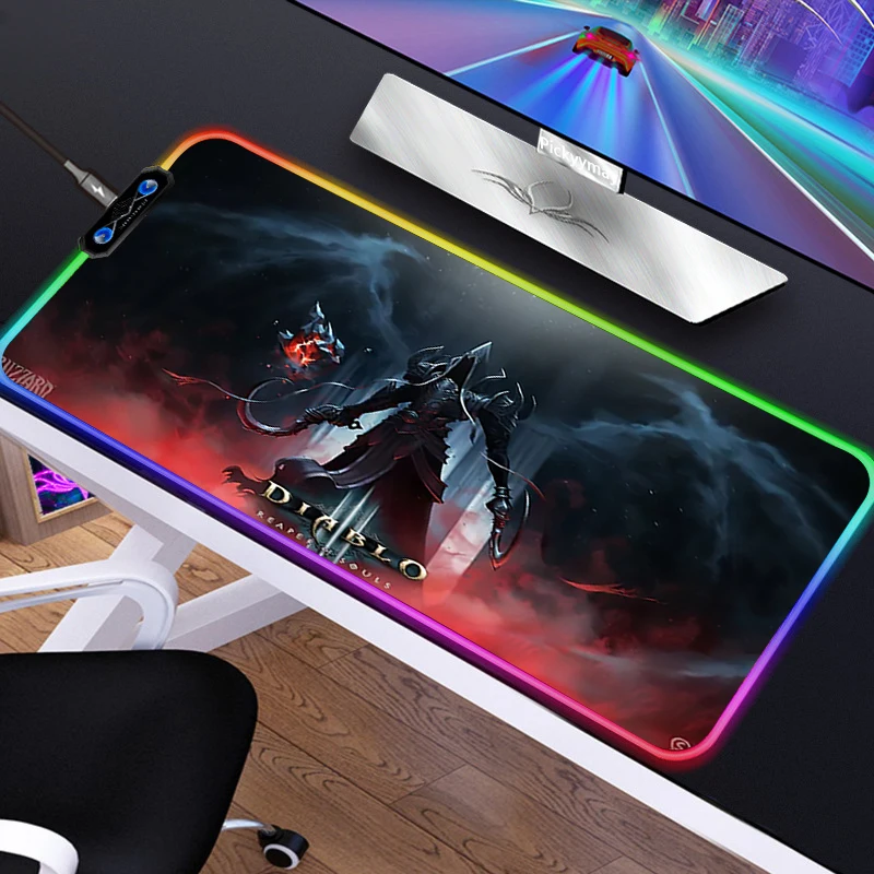 Anime RGB Mousepad PC Gamer Mouse Pad Gaming Laptop Desk Mat Diy Mause Pad Diablo 3 17 - Diablo Merchandise