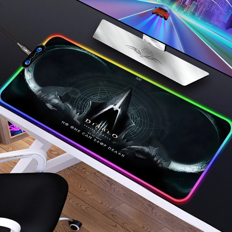 Anime RGB Mousepad PC Gamer Mouse Pad Gaming Laptop Desk Mat Diy Mause Pad Diablo 3 18 - Diablo Merchandise