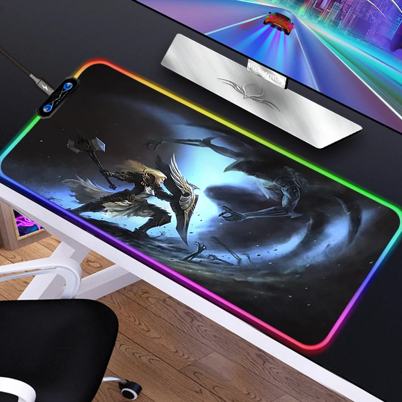 Anime RGB Mousepad PC Gamer Mouse Pad Gaming Laptop Desk Mat Diy Mause Pad Diablo 3 20 - Diablo Merchandise