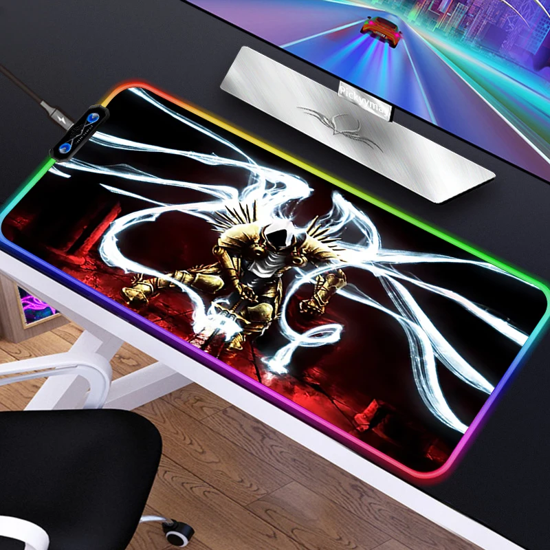 Anime RGB Mousepad PC Gamer Mouse Pad Gaming Laptop Desk Mat Diy Mause Pad Diablo 3 21 - Diablo Merchandise