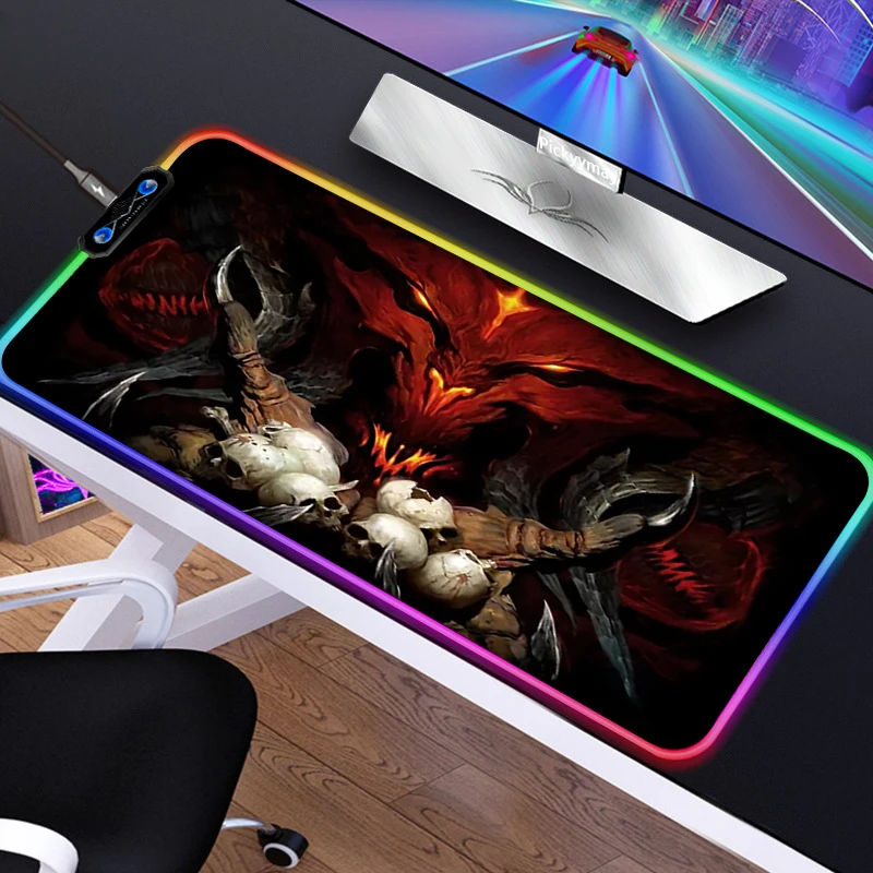 Anime RGB Mousepad PC Gamer Mouse Pad Gaming Laptop Desk Mat Diy Mause Pad Diablo 3 22 - Diablo Merchandise