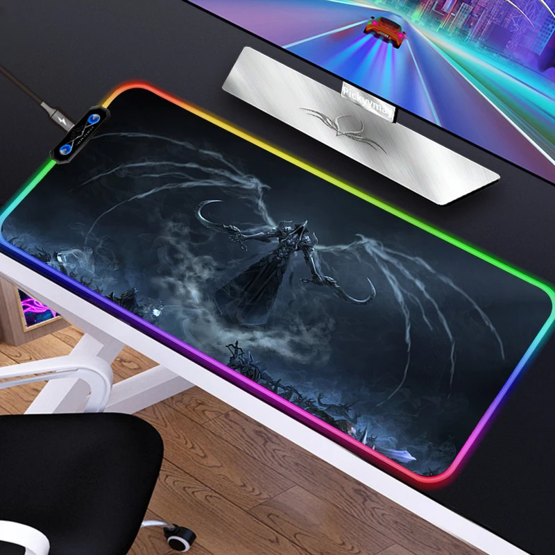 Anime RGB Mousepad PC Gamer Mouse Pad Gaming Laptop Desk Mat Diy Mause Pad Diablo 3 3 - Diablo Merchandise