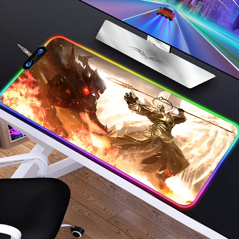 Anime RGB Mousepad PC Gamer Mouse Pad Gaming Laptop Desk Mat Diy Mause Pad Diablo 3 7 - Diablo Merchandise