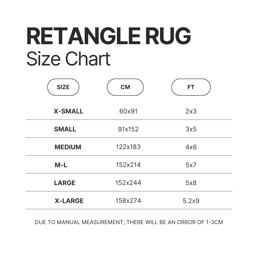 Retangle Rug Size Chart - Diablo Merchandise