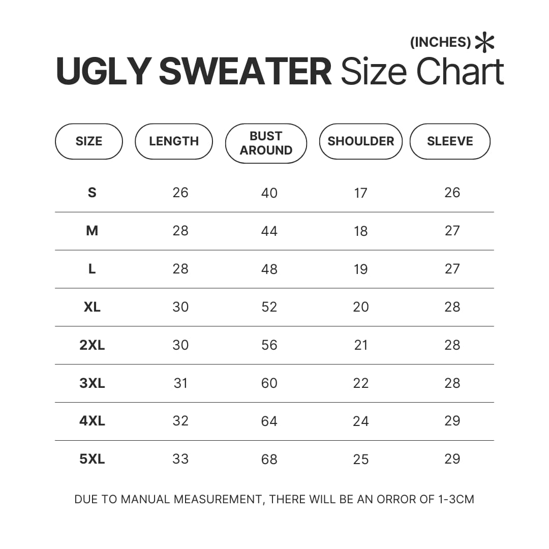 Ugly Sweater Size Chart - Diablo Merchandise
